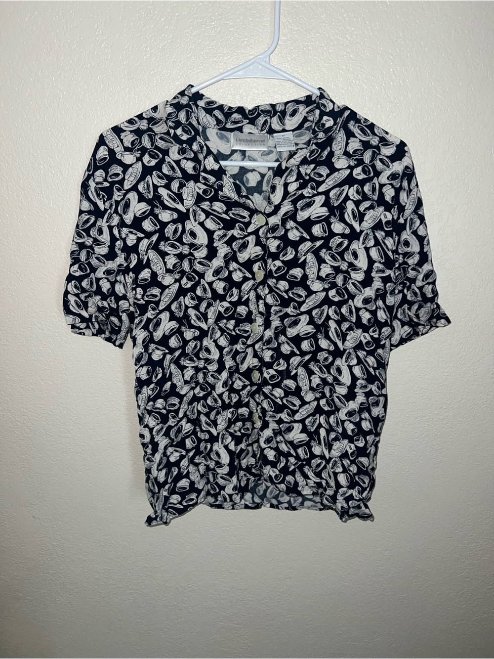 Liz Claiborne Black and White Button-Down Blouse